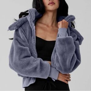 ALO Faux Fur Foxy Jacket in Fog Grey